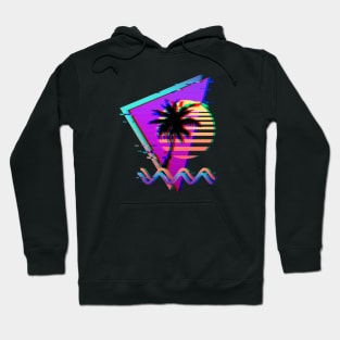 Vaporwave Palm Sunset 80s 90s Retro Glitch Aesthetic Hoodie